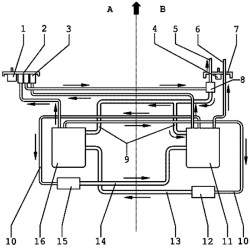 Схема подключения топливопроводов и деталей в топливном баке